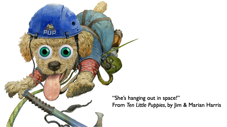 ‘Poodle, Out in Space.”  Poodle puppy from the children’s counting book Ten Little Puppies.